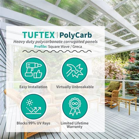 Tuftex PolyCarb 2.17-ft x 6-ft Corrugated Clear Polycarbonate plastic ...