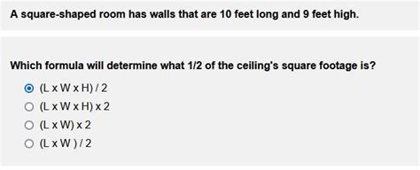 A square-shaped room has walls that are 10 feet long and 9 feet high ...