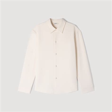 Long-sleeved jersey shirt white / beige for Men | Sandro Paris