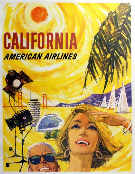 Original Vintage 1950s Travel Poster Advertising California By American ...