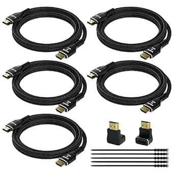 4K HDMI Cable 6 Feet (5 Pack), Ultra HD HDMI 2.0 Cable, Nylon Braided ...