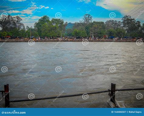 Wide Ganga View Located in Haridwar India. Ganga River Full View. Indian Biggest River Stock ...