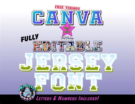 Jersey Font SVG Canva Frame College Font Varsity Font Fully Editable Letters & Numbers Included ...
