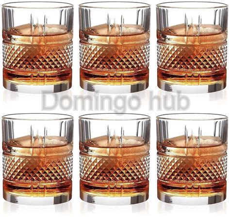 Domingo Hub® Crystal Whiskey Glass Set of 6-310 ML Bar Glass for ...