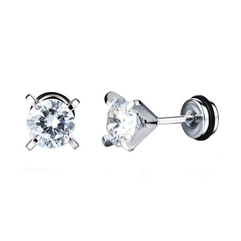YELLOW CHIMES Glittering White Crystal Studs for Boys and Men : YELLOW ...
