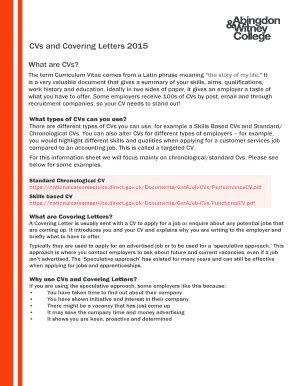 Fillable Online What are CVs Fax Email Print - pdfFiller