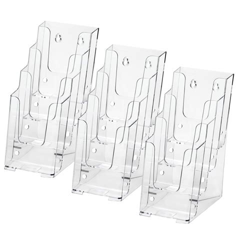 MaxGear Acrylic Brochure Holder 4-Inch Wide 4 Tier Clear Literature ...