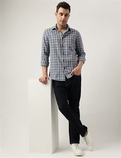 Buy Regular Fit Linen Blend Checked Shirt at Marks & Spencer