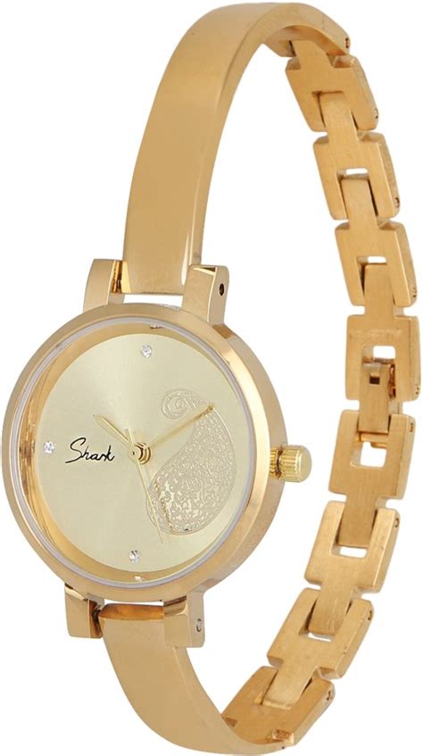 Shark Collection Beautiful Dial 18 k Gold Plated Look Analog Wrist ...