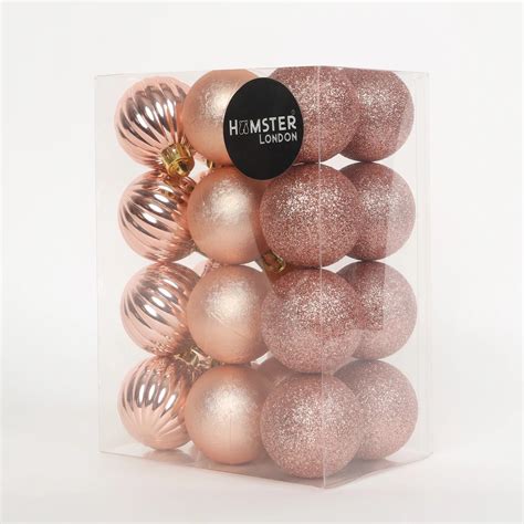 Buy Hamster London HL Holy 4cm Rose Gold Christmas Ball Set of 24 ...