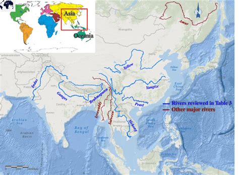Asia Map: Rivers Mountains Detailed Geography