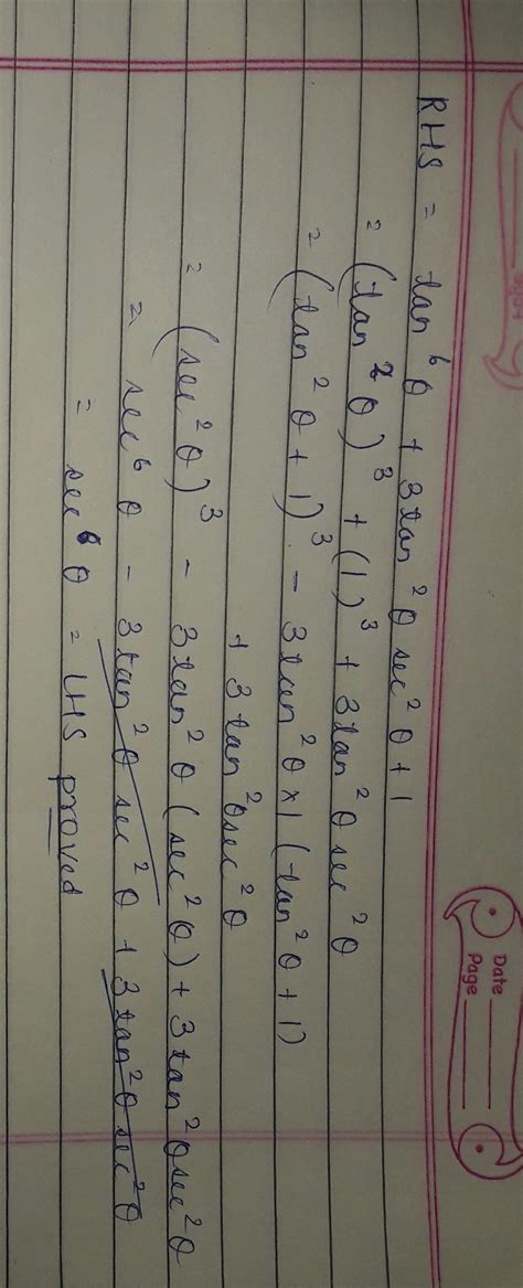 Sec6 = tan6 thetha +3tan2thethasec2thetha +1 - Brainly.in