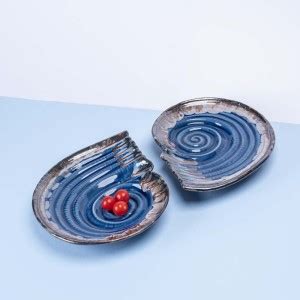 Aravalii SEASHELL BLUE-GREY CERAMIC PLATTER SET Half Plate Price in ...
