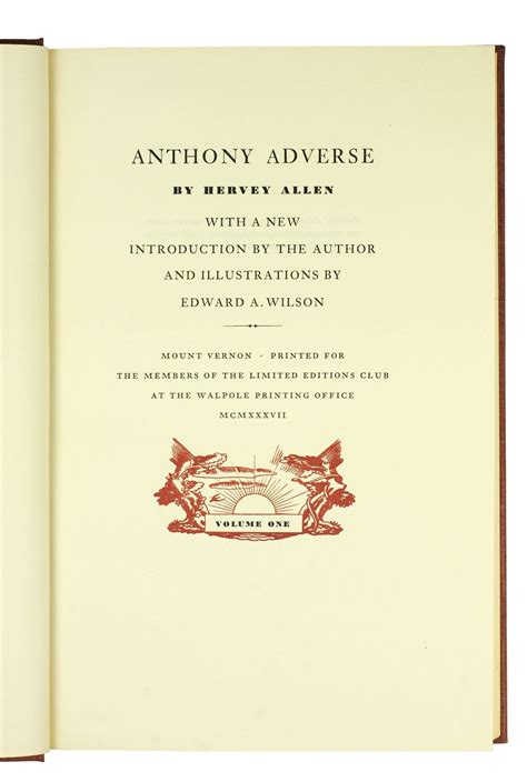 Anthony Adverse | Hervey. Wilson Allen, Edward A