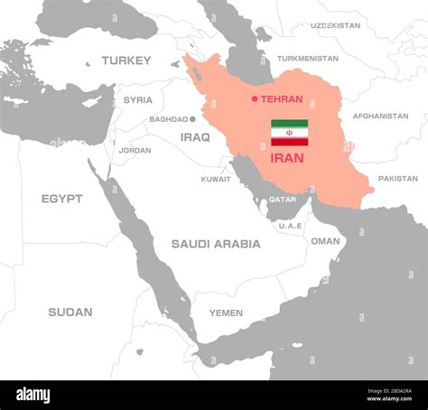 Iran and Middle east , Arabian countries map / English Stock Vector Image & Art - Alamy