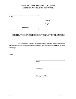 US Bankruptcy Court Creditor Verification Form - Fill Out, Sign & Share ...