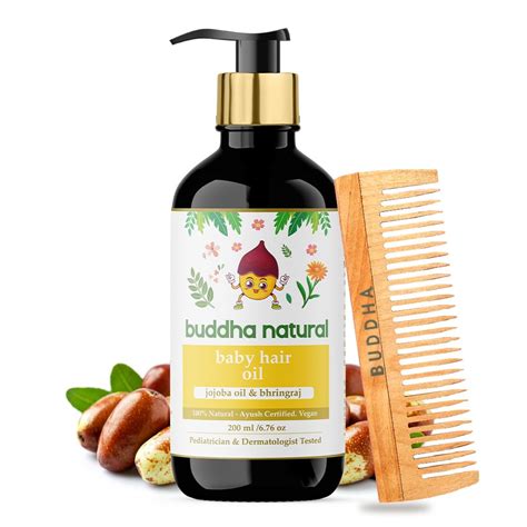 Buddha Natural Baby Hair Oil (200ml) with Wide Neem Comb - Ayush ...