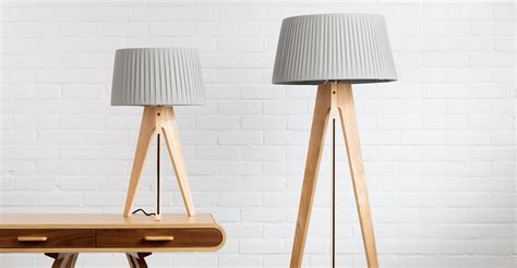 Natural Wood and Navy Blue Floor Lamp | made.com