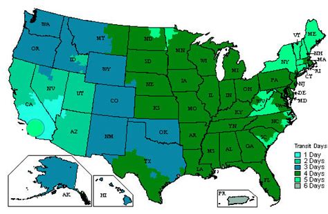 Image result for First Class Mail Transit Time Map