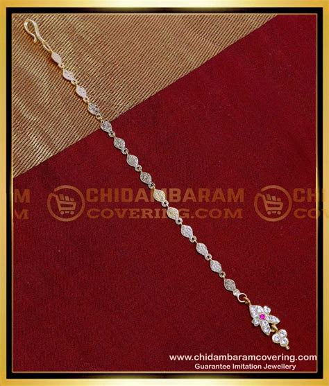 Buy Simple Impon Stone 1 Gram Gold Maang Tikka Design