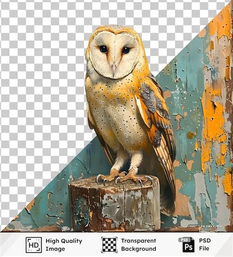 Owl perches on a wooden post with a transparent background | Premium AI ...