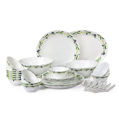 Cello Imperial Amazon Creeper Opalware Dinner Set, 33 Pieces, White Rs ...