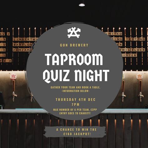 GUN BREWERY TAPROOM QUIZ NIGHT , Gun Brewery, Gun Hill, TN21 0JX ...