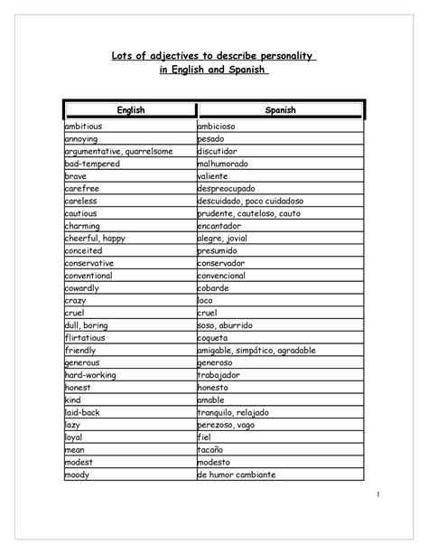 Calaméo - 50adjectivesPERSONALITY