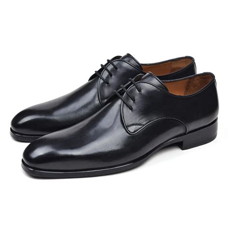 Black Leather Derby Shoes for Men | The Royale Peacock