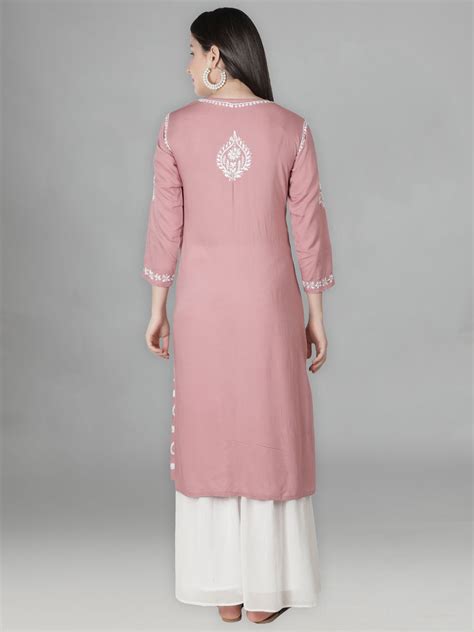 Seva Chikan Hand Embroidered Rayon Cotton Chikankari Kurta
