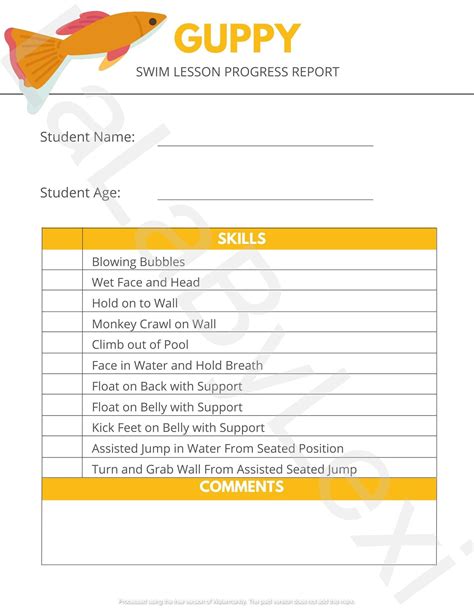 Swim Lesson Report Cards 的图像结果