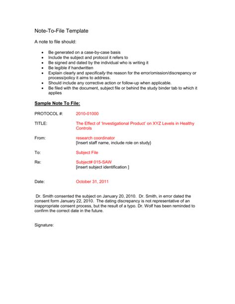 Image result for Note to File Define