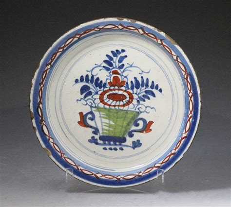 English delftware pottery poly-chrome decorated plates 18th century ...