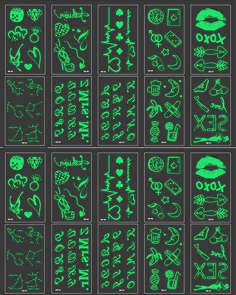 Buy ELANE 20 Sheets Glow In Dark Temporary Tattoo Stickers Body Art ...