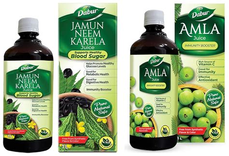 Dabur Jamun Neem Karela Juice - 1L & Dabur Amla Juice -1L COMBO ...