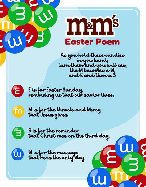 M M Easter Poem For Kids Free Printable Easter Story Easter Printables