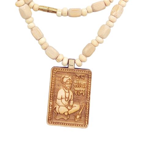 BRIJ HAAT Wooden Hanuman ji locket with Tulsi Kanthi Mala @4cm : Amazon ...