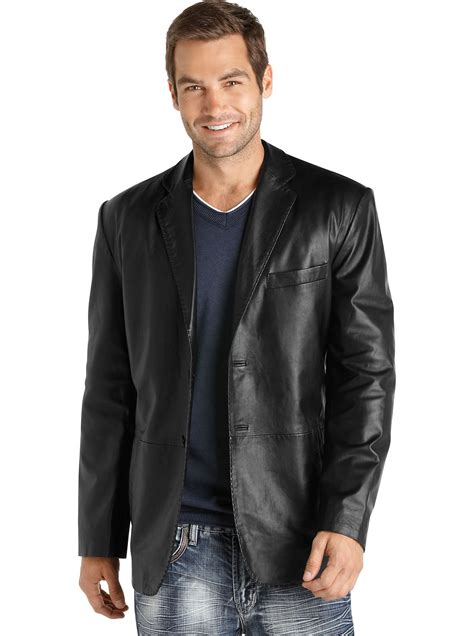 Sport Coats & Vests - Pronto Uomo Black Leather Blazer - Men's ...