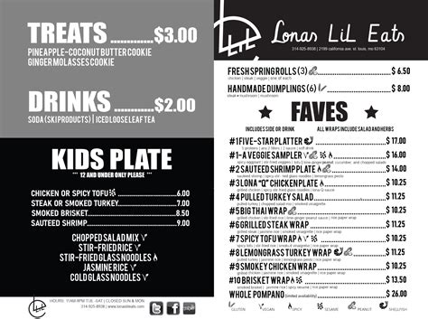 Dine In & Take Away Menu - Lonas LiL Eats