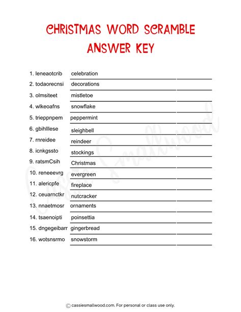 FUN Christmas Word Scrambles (With Answers) - Cassie Smallwood