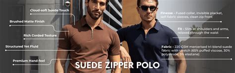 Suede Zipper Polo | Premium Suede Finish Polo | Old Money Polo