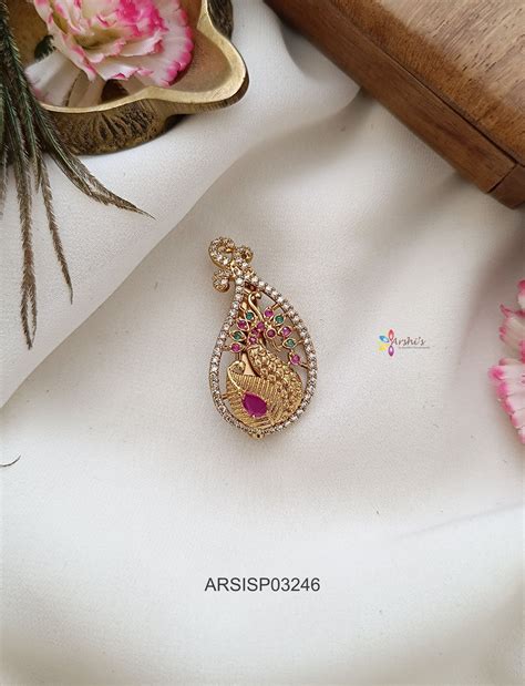 Peacock Multi Stone Saree Pin – Arshis