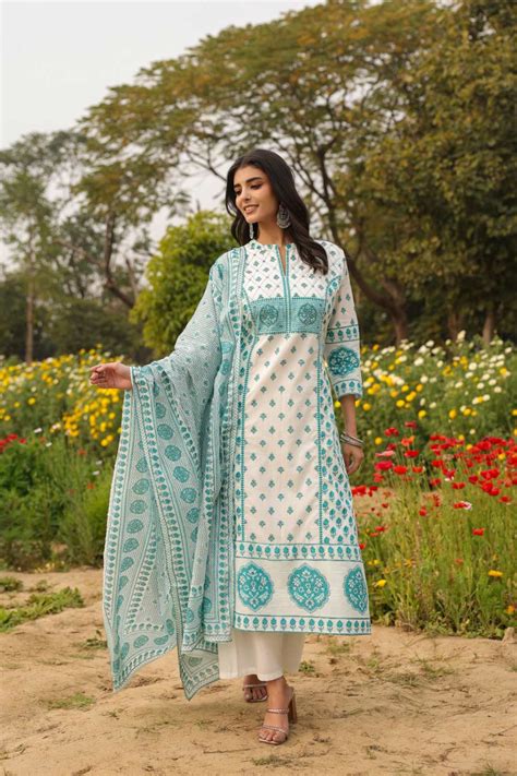 Kashish Aqua Kurta Set with Dupatta – amraanastore