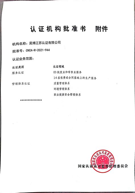 公司资质 - 昊博江苏认证有限公司
