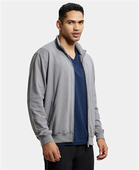 Buy Super Combed Cotton French Terry Jacket with Ribbed Cuffs ...