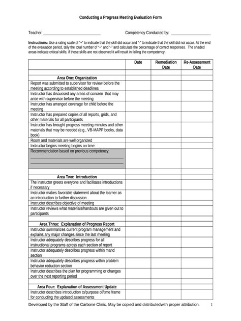 Conducting Progress Meeting Evaluation Doc Template | pdfFiller