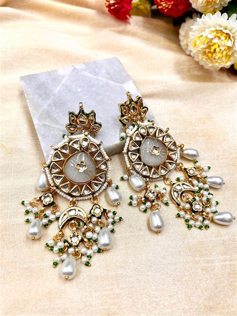 Layla White Pearl Chandbali – QUEENS JEWELS