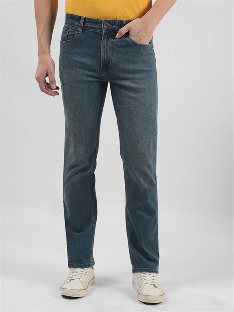 Buy Men's Sustainable Blue Mid Rise Straight Fit Jeans Online | Numero Uno