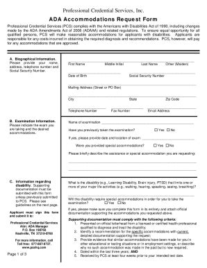 Fillable Online Fillable Online ADA FORM (Special Accommodations) Fax ...