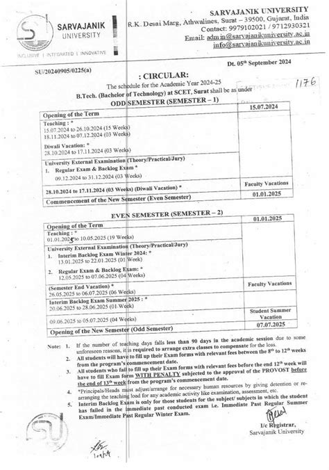 Academic Calendar - Sarvajanik College of Engineering & Technology a ...